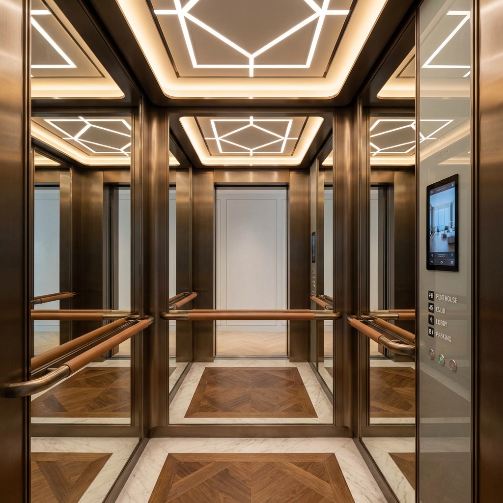 كابينة مصعد كهربائي فاخرة من الداخل
