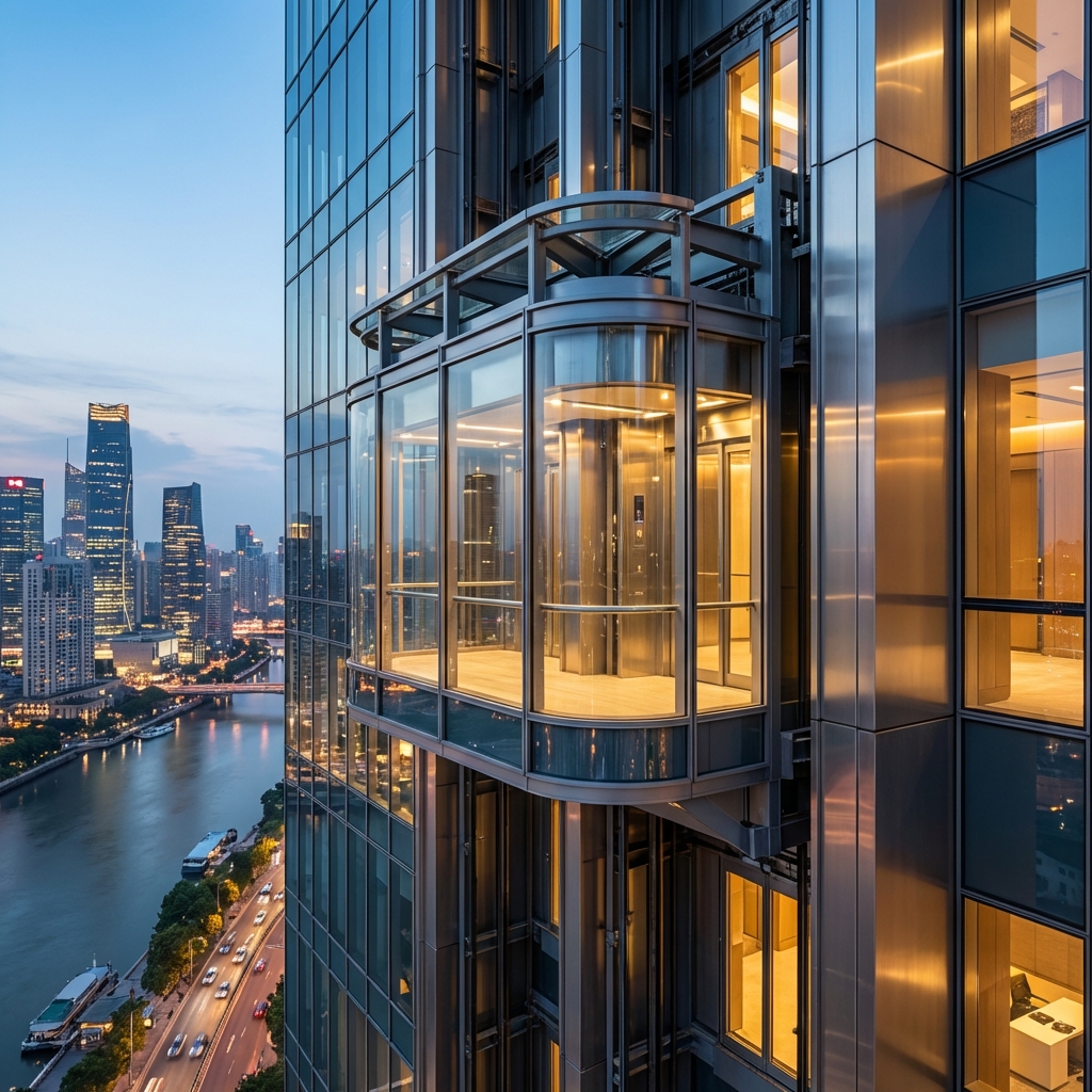 مصعد بانوراما خارجي على واجهة مبنى