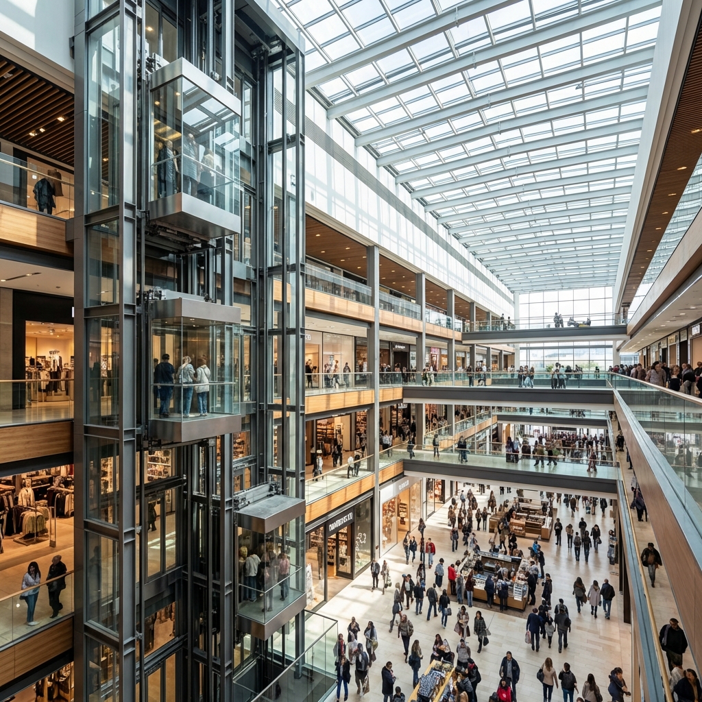 مصعد بانوراما داخلي في مول تجاري